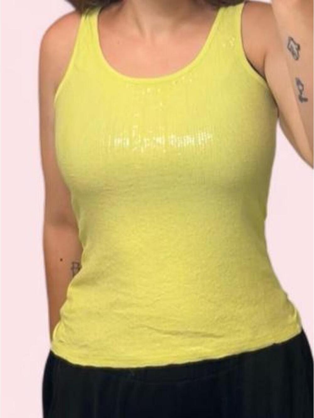 Y2K 2000’s style Yellow tank top with clear sequins